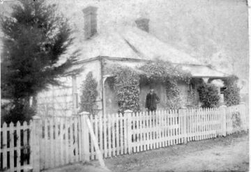 George Herbert Cone in front of house his father built Cone Street, Rangiora